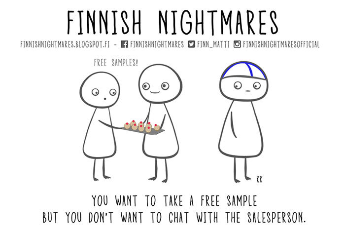 Finnish nightmares, understandable to any introvert. - Finland, Introvert, Comics, Stereotypes, Nightmare, Longpost