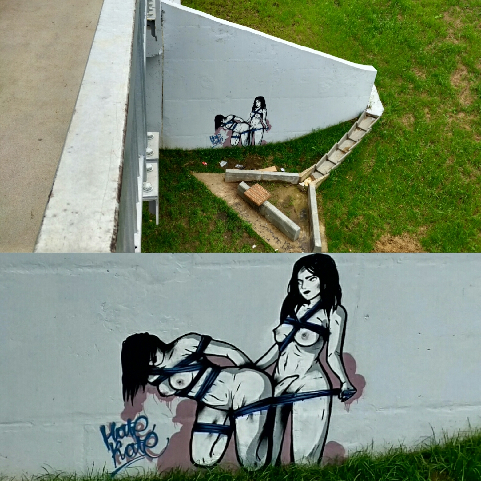 Specific tastes - NSFW, My, Graffiti, Bridge, Moscow, Suddenly, Bum