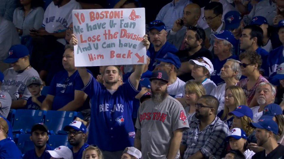 Hey Boston! We've got your fan. Lose the division and you can get it back. - Photo, Boston, Toronto, Baseball, Fans