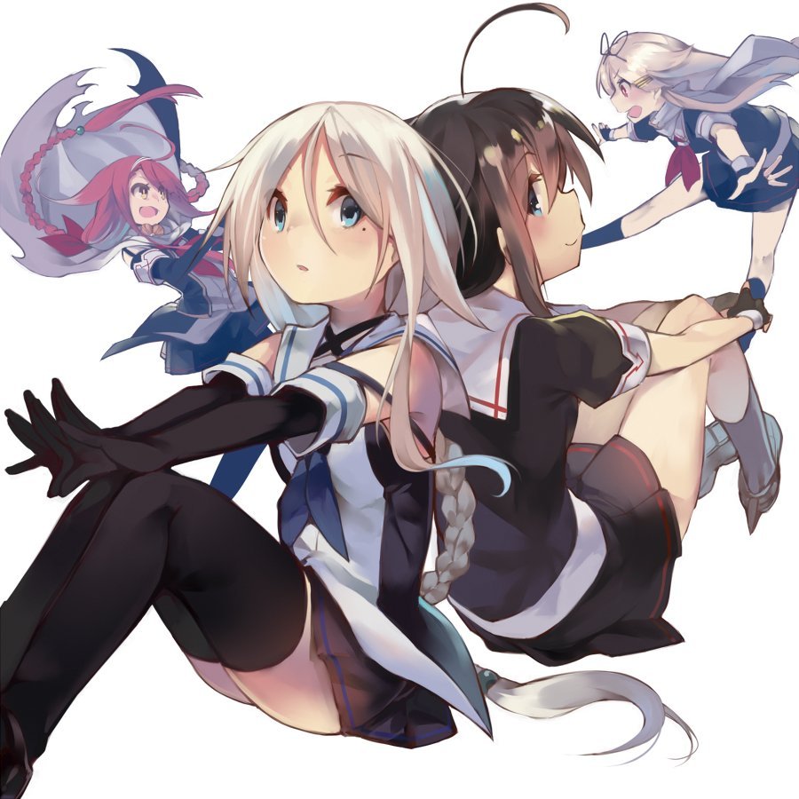 Kawakaze, Umikaze, Shigure, Yuudachi - Anime, Anime art, Kantai collection, Kawakaze, Umikaze, Shigure, Yuudachi, Poi