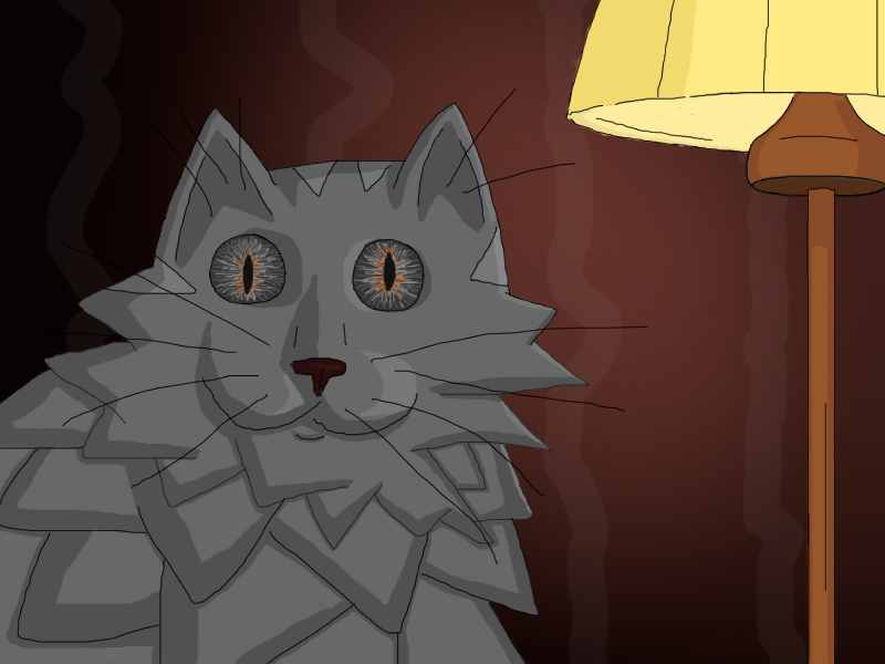 Cat with lamp - My, Drawing, Insomnia, Cat with lamp, cat, Paintnet