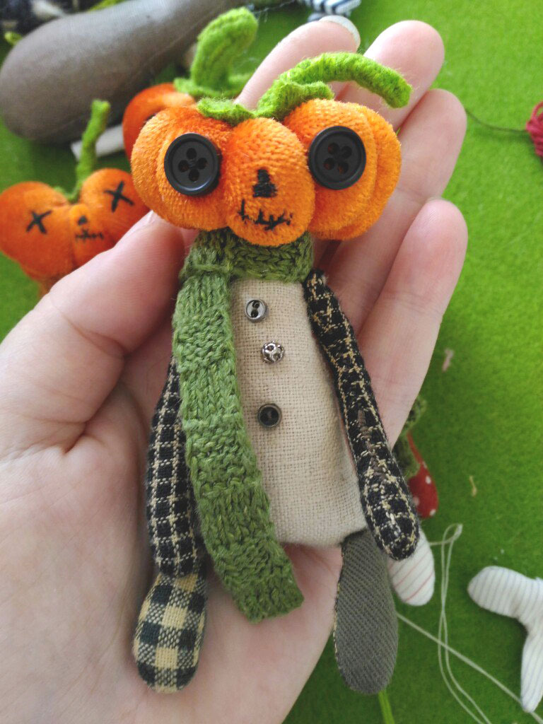 Autumn is coming O_O - My, Pumpkin, Buttons, Author's toy, Longpost