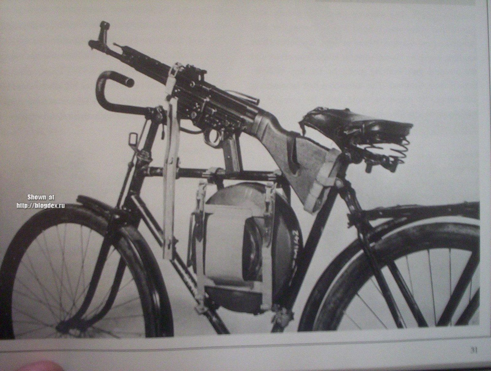 Transport of a bicycle-rifle company - A bike, Machine gun, Old photo