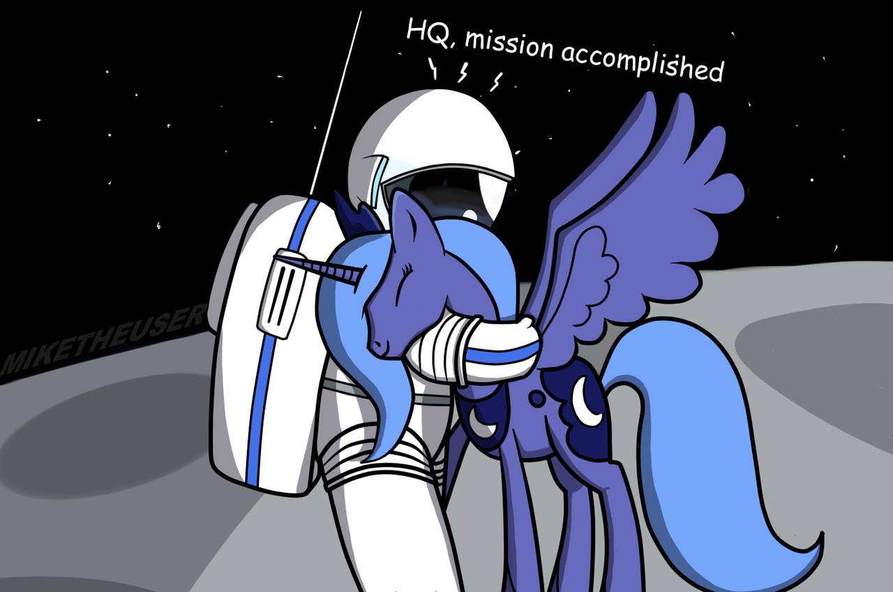 Small step for a man - My little pony, Princess luna, Neil Armstrong, moon, Astronaut