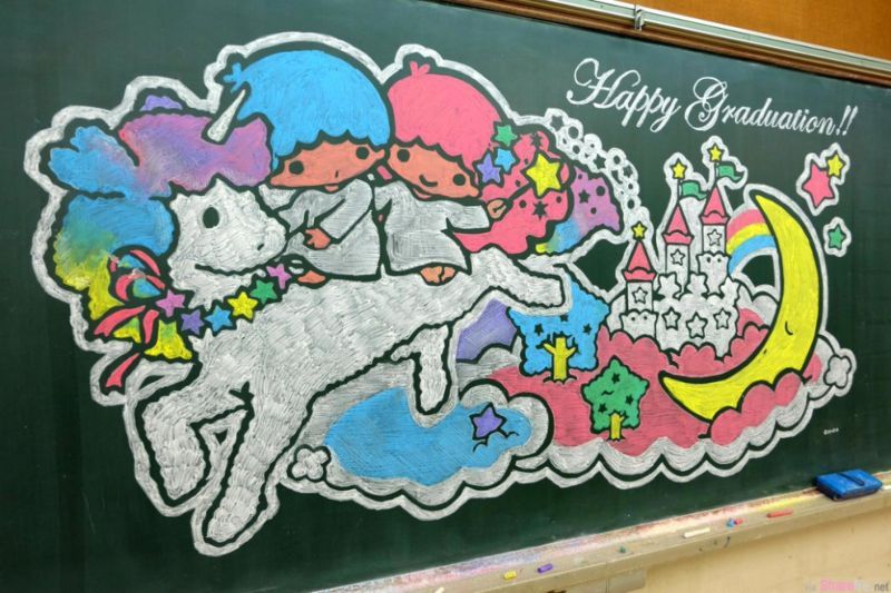 Incredible chalk paintings on a blackboard from a Japanese art teacher - Drawing, Board, chalk, Teacher, Japan, Disinformation, Longpost