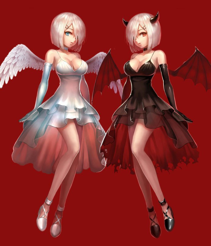 Angel and demon - Angel, Demon, Good and evil, Art, Twins