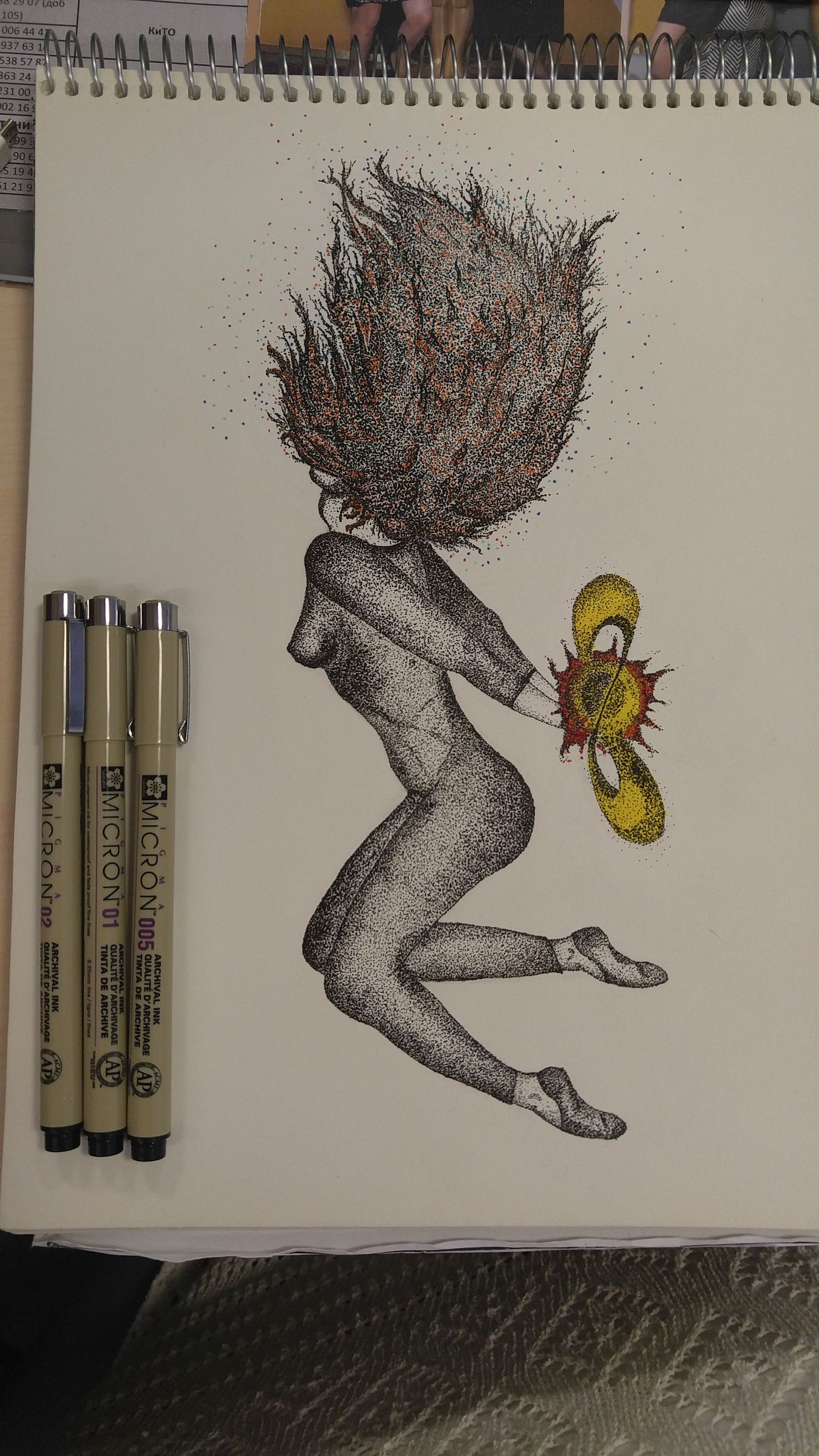 Soul dancing - NSFW, My, Dotwork, Drawing