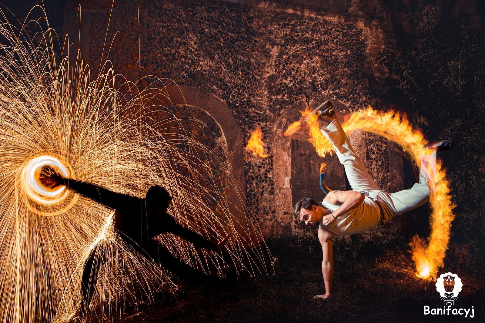 Shadow-boxing - My, Republic of Belarus, Grodno, Capoeira, Poi, Night