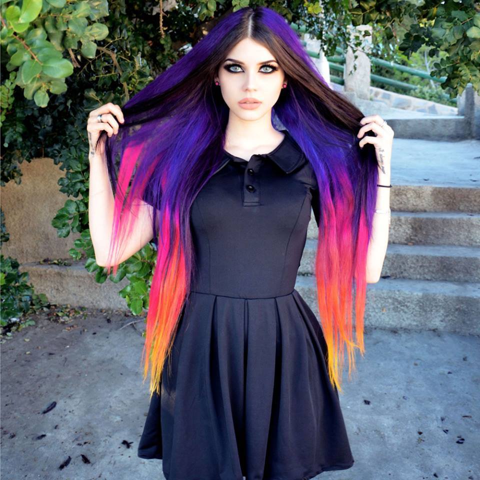 Dayana Crunk. When the love of hair coloring knows no bounds. - , Models, Colorful hair, Rainbow, Longpost