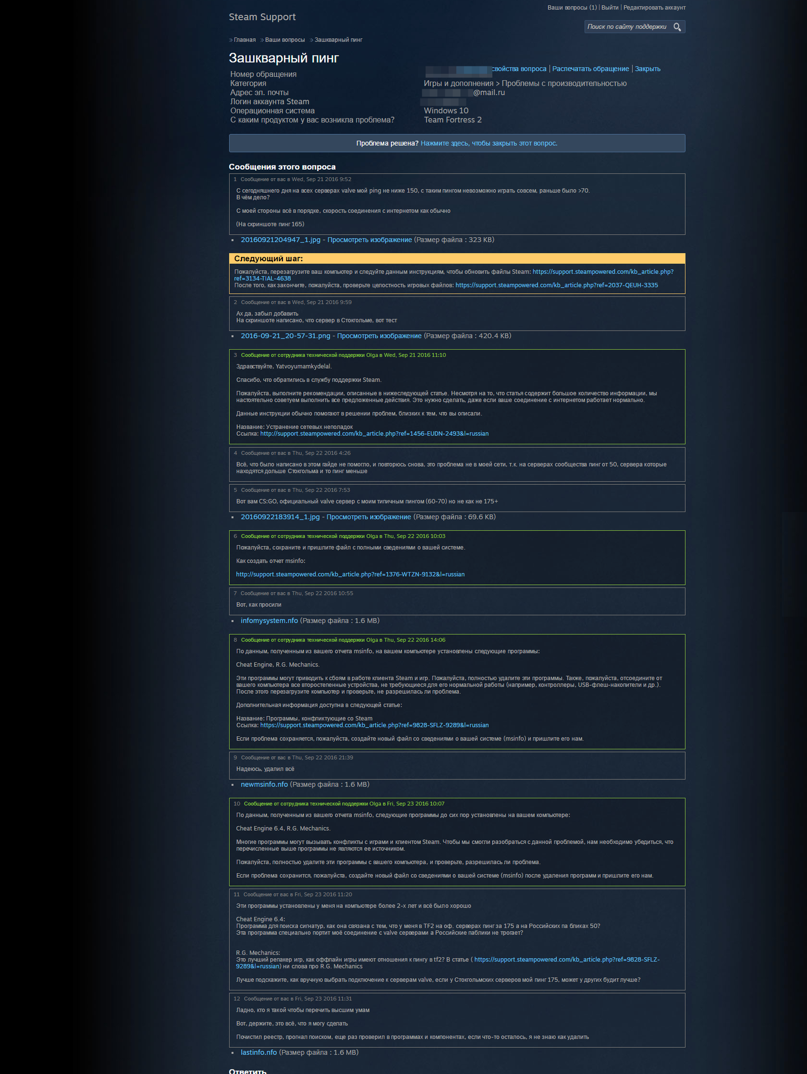 Geniuses in steam support or about sore - My, Support service, Team Fortress 2