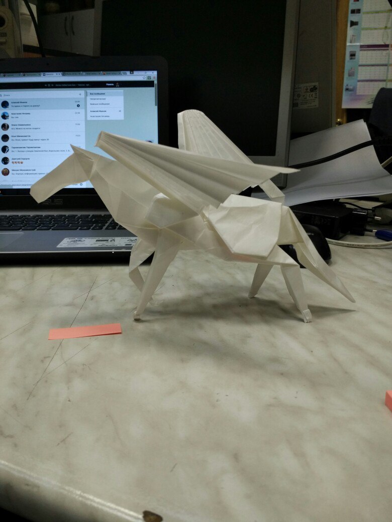 Pegasus. - My, Origami, Pegasus, , , Longpost, My, Satoshi Kamiya