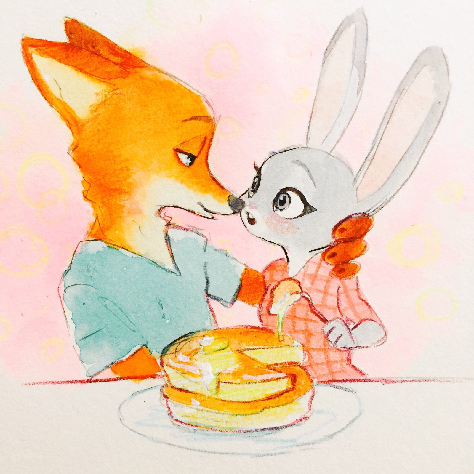 Завтрак - Зверополис, Zootopia, Nick Wilde, Judy Hopps, Love, Любовь, Ник и джуди, Завтрак