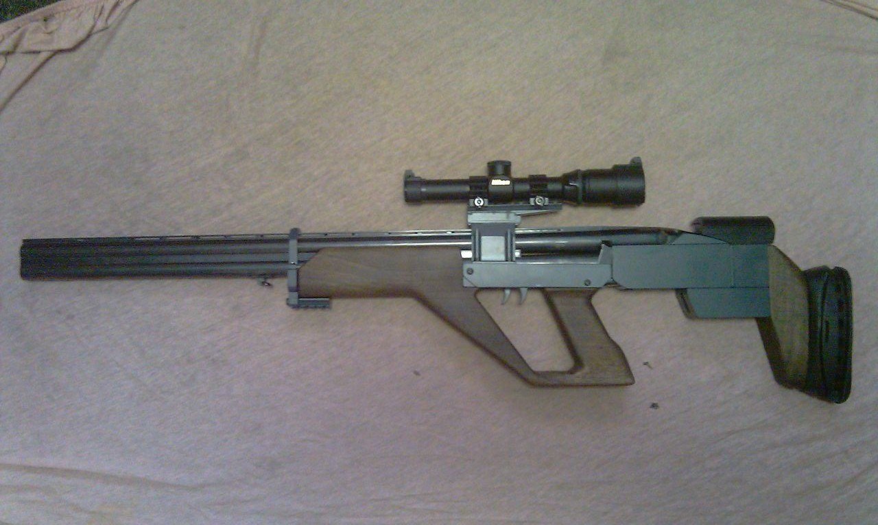 Bullpup shotgun based on IZH-27M - Weapon, Bullpup, Gun, Double-barreled shotgun, Longpost