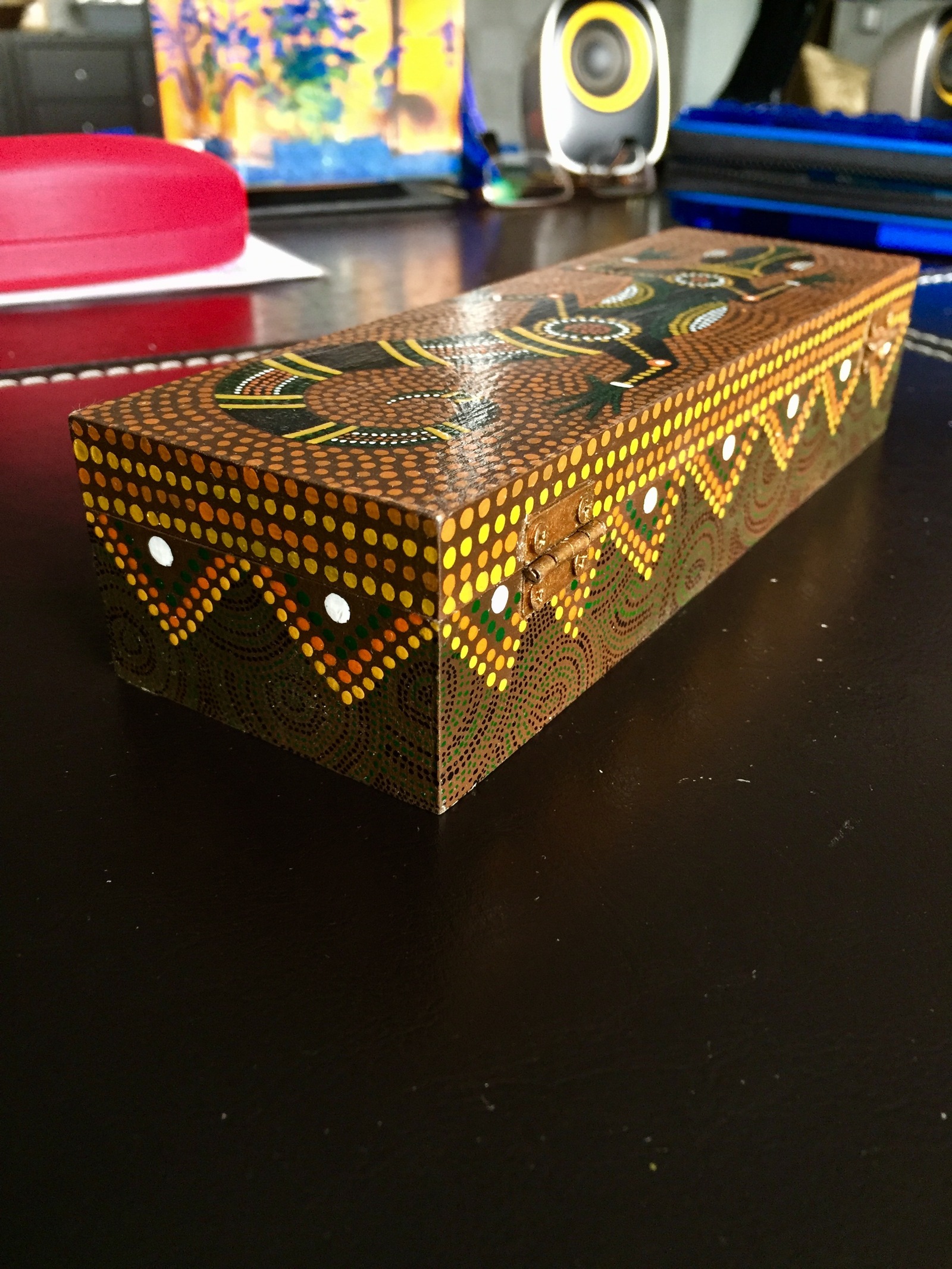 Box for brushes. - My, Acrylic, Lizard, Aborigines, Casket, Longpost