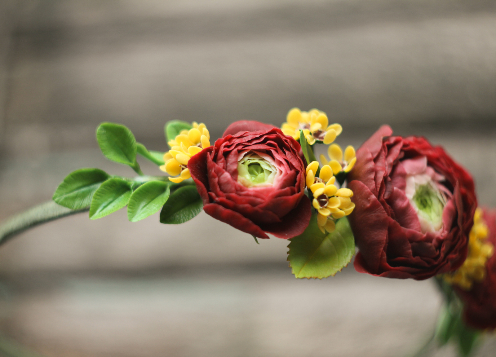 Ranunculus and small wax flowers! Everything is molded by hand from cold porcelain. - My, Flowers, Polymer floristry, Лепка, Cold porcelain, Needlework, Handmade