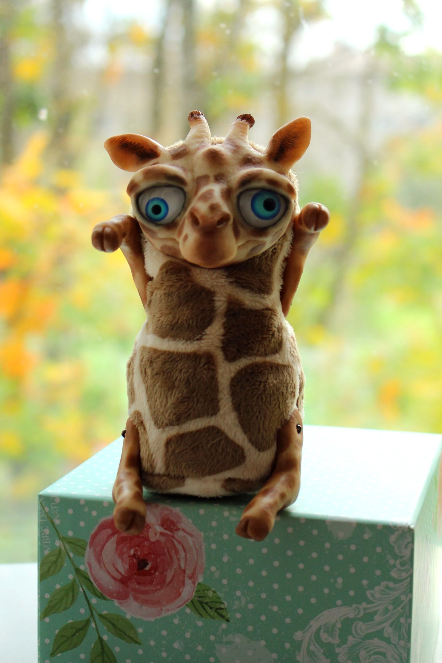 Giraffe Ivan, a little drunk) - My, My, Handmade, Soft toy, Giraffe, With your own hands, Polymer clay, Longpost