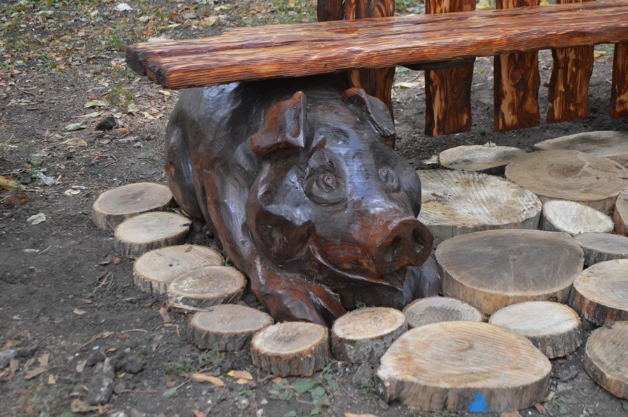 piggy - My, Voronezh, Chainsaw sculpture, Alexander Ivchenko, Chainsaw, , , Video, Longpost