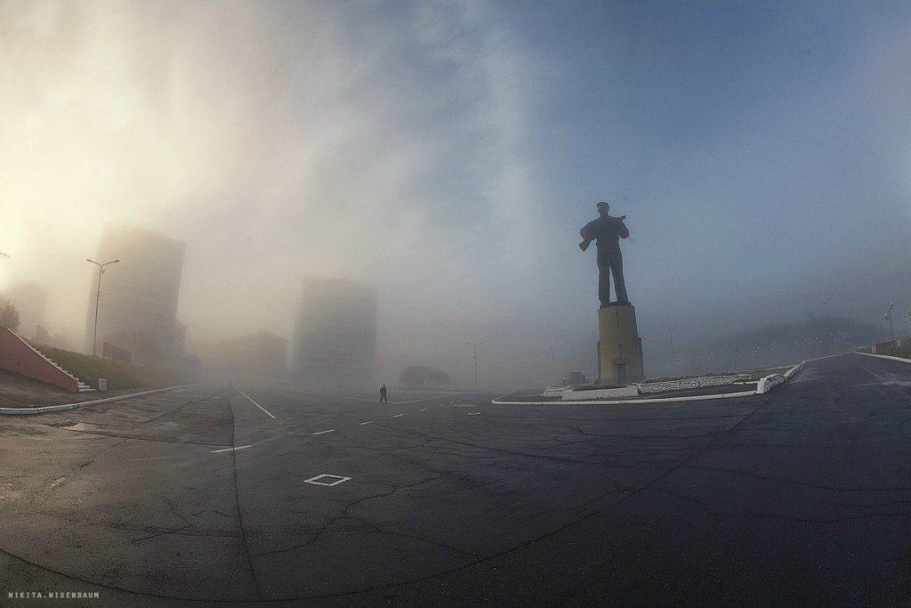 Утренний Североморск. - Североморск, Туман, Утро