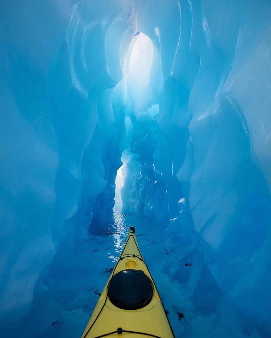 Kayaking in the blue glacier. - Kayak, Nature, beauty