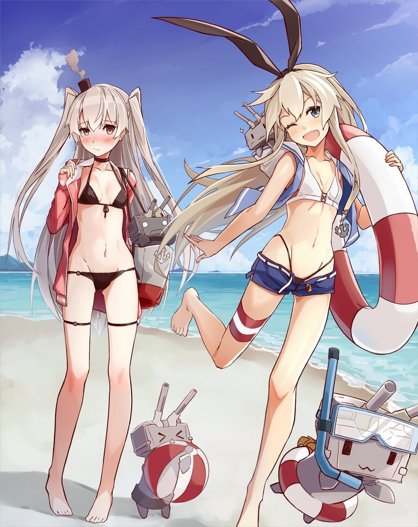 Kanmusu - Аниме, Kantai Collection, Shimakaze, Amatsukaze, Anime Art