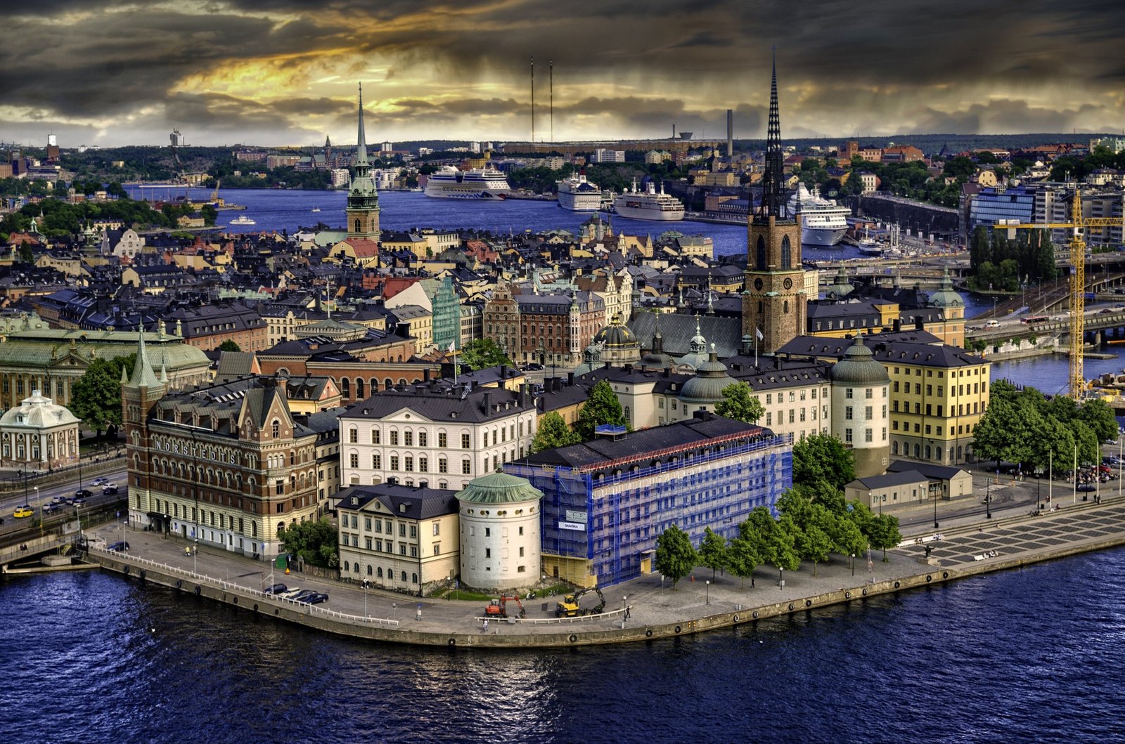 View of the port in Stockholm, Sweden. - Landscape, Town, Port, Stockholm, Sweden