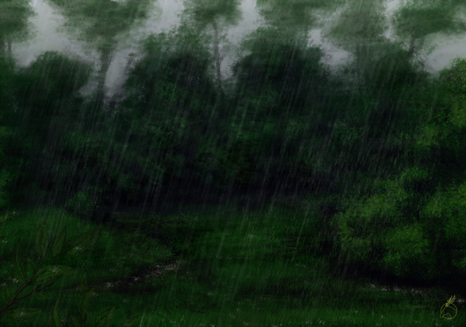 summer downpour - My, My, SAI, Photoshop, Digital drawing, Rain, Self-taught artist