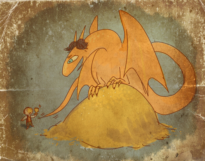 Such a different Smaug - Middle earth, Smaug, Art, Longpost, Caiommonteiro, , , The Dragon