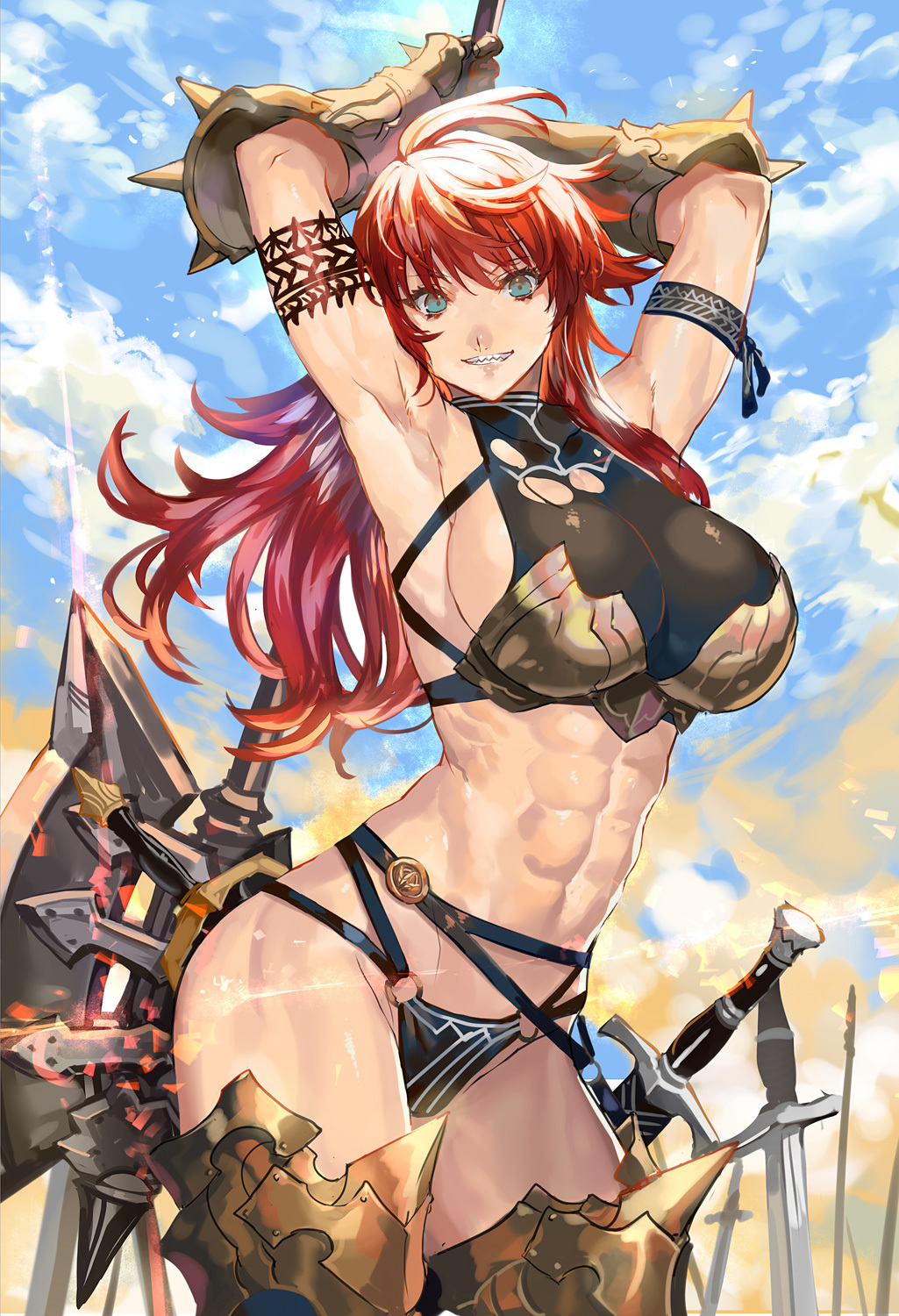 MASSIVE WONDER - Tamago No kimi, Art, Strong girl, Warrior, Anime, Anime art, Longpost