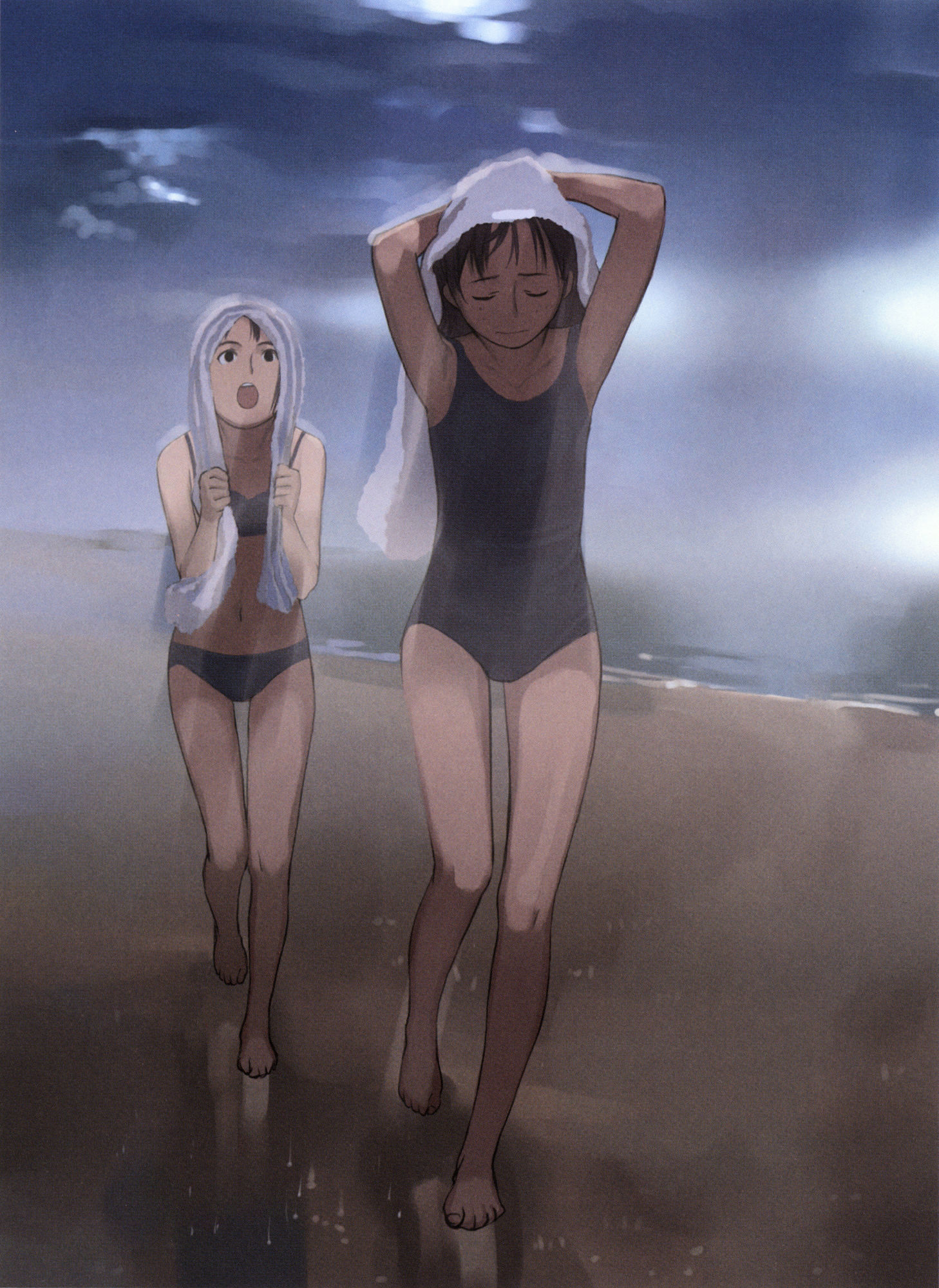 In pursuit of the outgoing summer :) - Anime art, Anime original, Takamichi, Anime, Summer, Sea, Artbook, Longpost