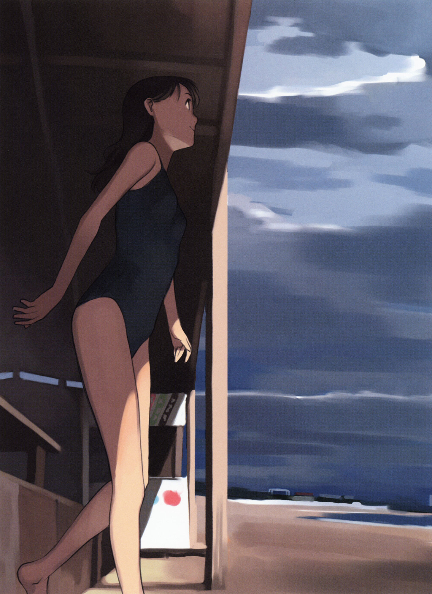 In pursuit of the outgoing summer :) - Anime art, Anime original, Takamichi, Anime, Summer, Sea, Artbook, Longpost