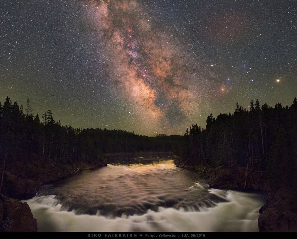 Milky Way over a river in Yellowstone National Park. - Photo, Nature, Milky Way, beauty