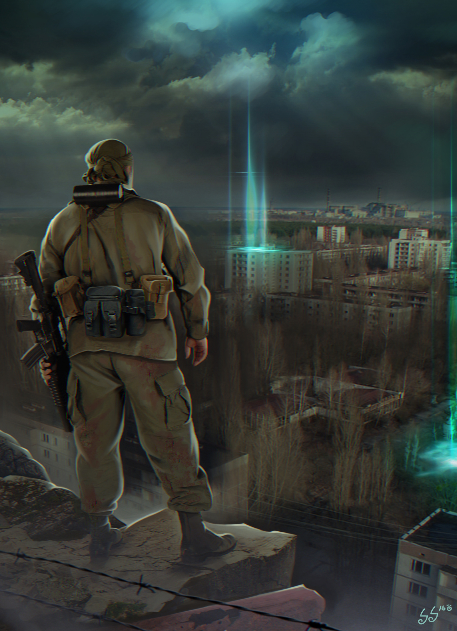 Over Pripyat - My, Stalker, Art, Zone, Pripyat, Photoshop