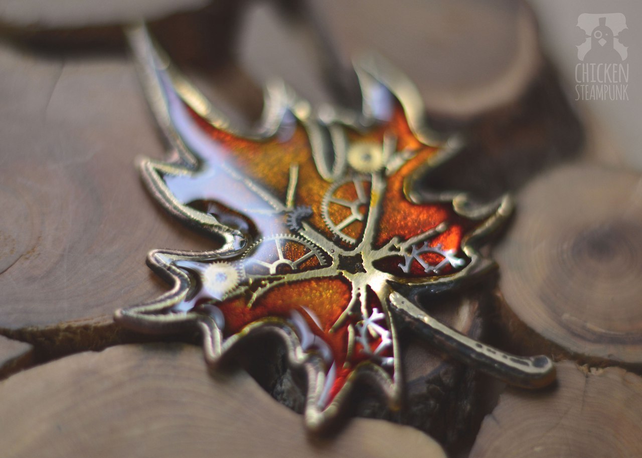 Autumn leaves - brass brooches - My, Steampunk, Creation, With your own hands, Autumn, Leaves, Decoration, Longpost