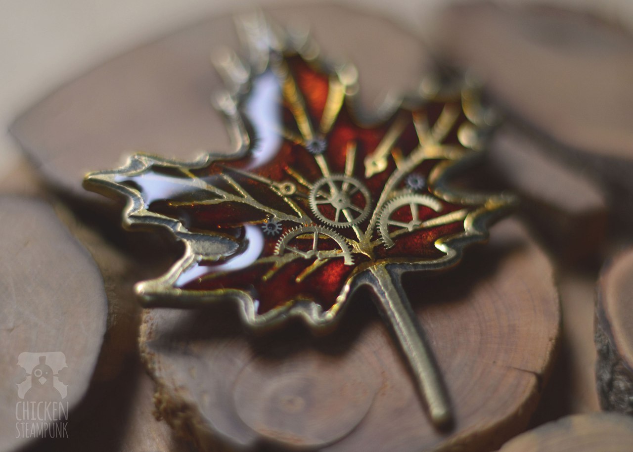 Autumn leaves - brass brooches - My, Steampunk, Creation, With your own hands, Autumn, Leaves, Decoration, Longpost