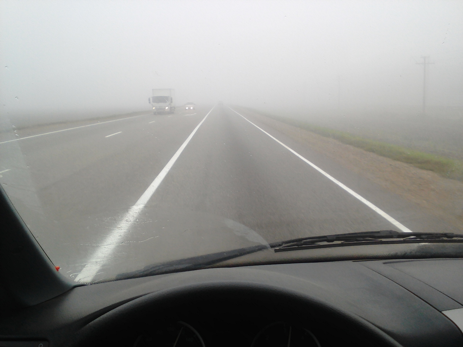 Highway Krasnodar - Kropotkin, fog 9:00. Be careful, don't drive :-) - My, Photo, Road, Fog, Morning