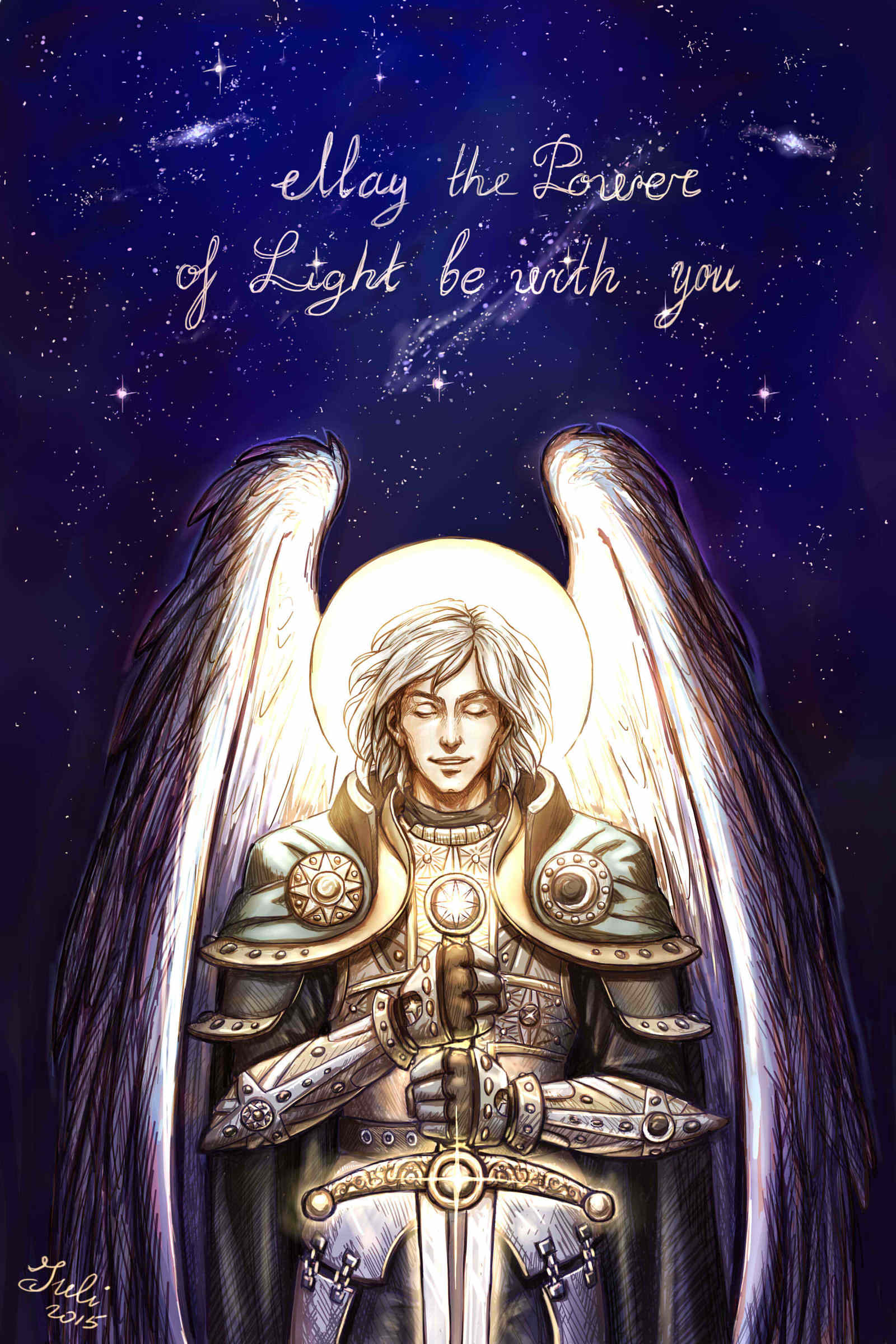 Angel Knight - My, Drawing, Angel, Knight, SAI, Night, Knights