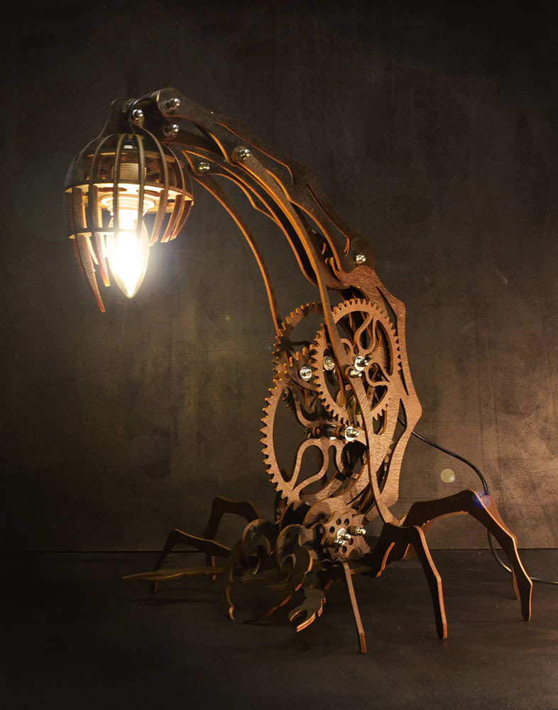 Lamp - scorpion - My, , Laser cutting, , Video, Longpost