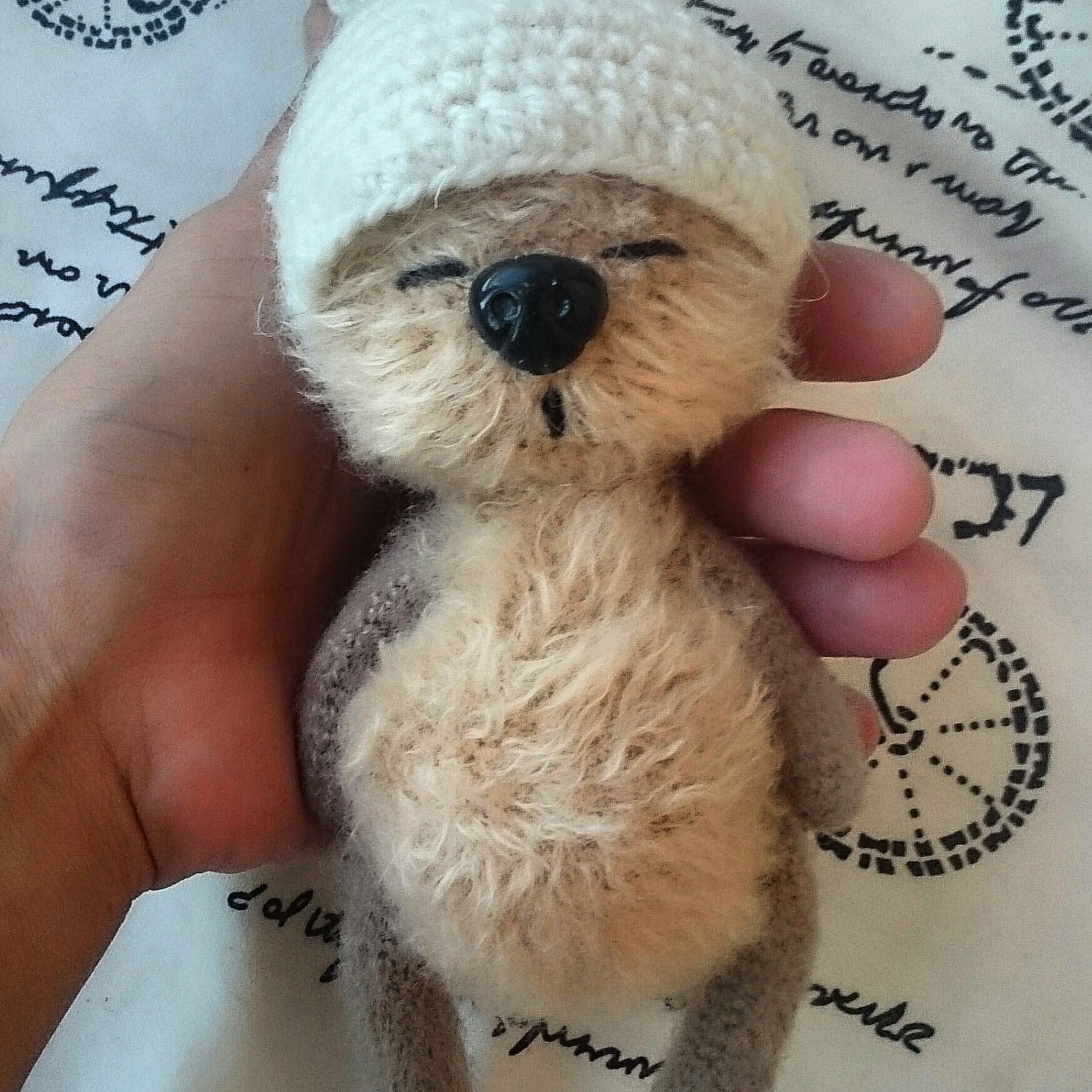 Mishka bear, little sleepy (hat is removed) - My, Amigurumi, Knitting to order, With your own hands, Knitting, Toys