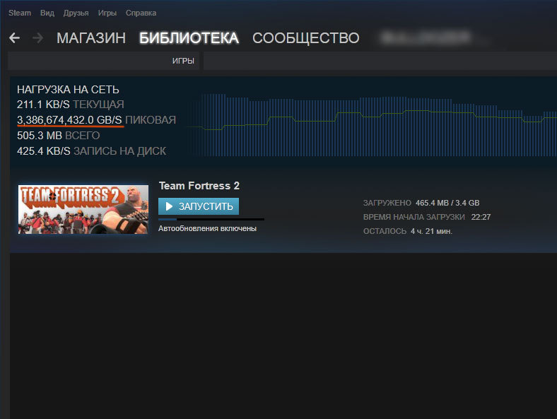 When I almost downloaded the entire Internet ... - My, Steam, Internet speed, Bug, Team Fortress 2