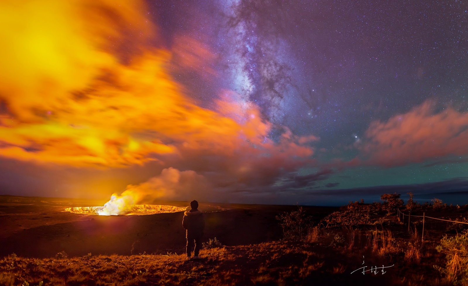 Song of Fire and Distant Stars - Photo, Space, Milky Way, Volcano, beauty, The photo, Kilauea Volcano