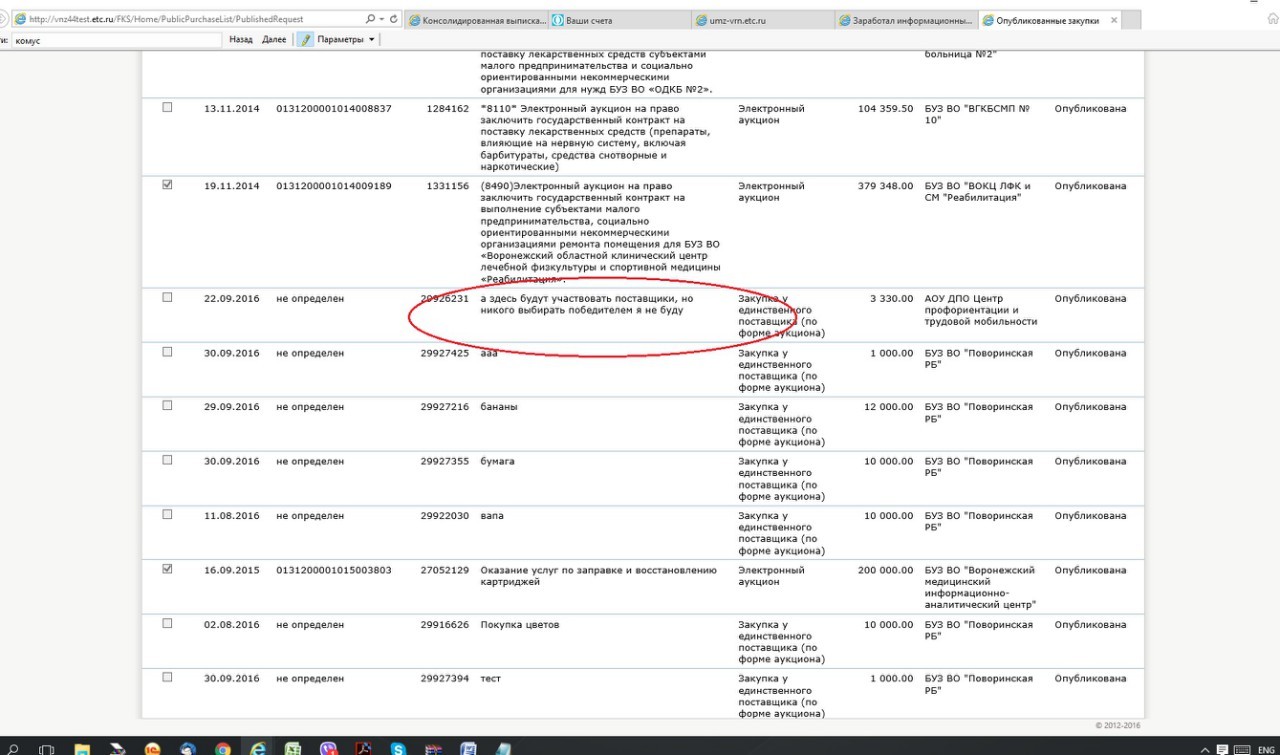 Procurement site of the Voronezh region - Government purchases, I do not understand, Screenshot