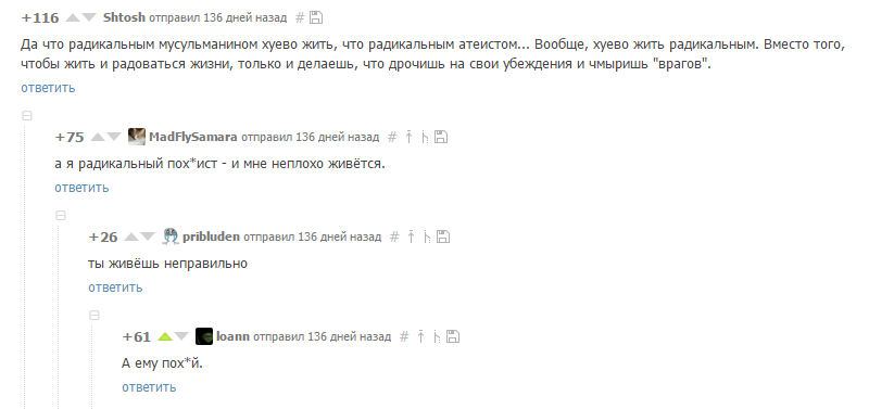 Радикальный поx*ист - Комментарии, Комментарии на Пикабу, Радикализм, Скриншот