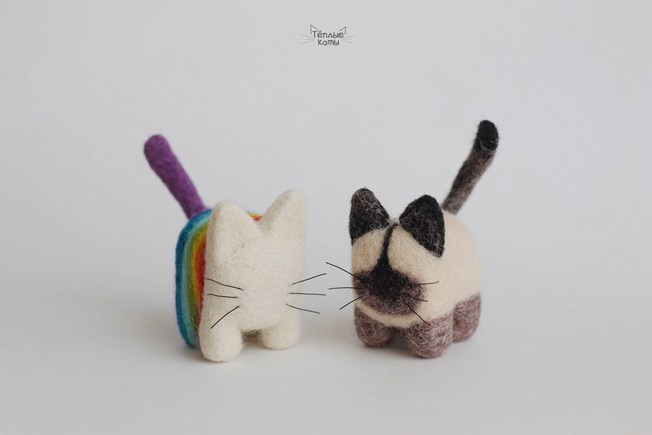 mini cats - My, Handmade, cat, Author's toy, Dry felting, Creation, Longpost