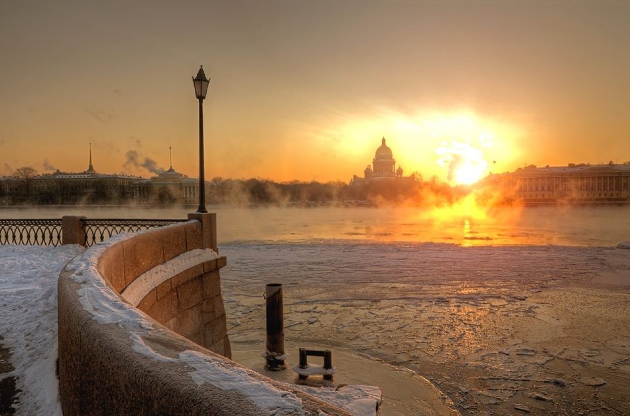 Winter Petersburg... - Russia, Saint Petersburg, Neva, Saint Isaac's Cathedral, Admiralty, freezing, Winter, Photo