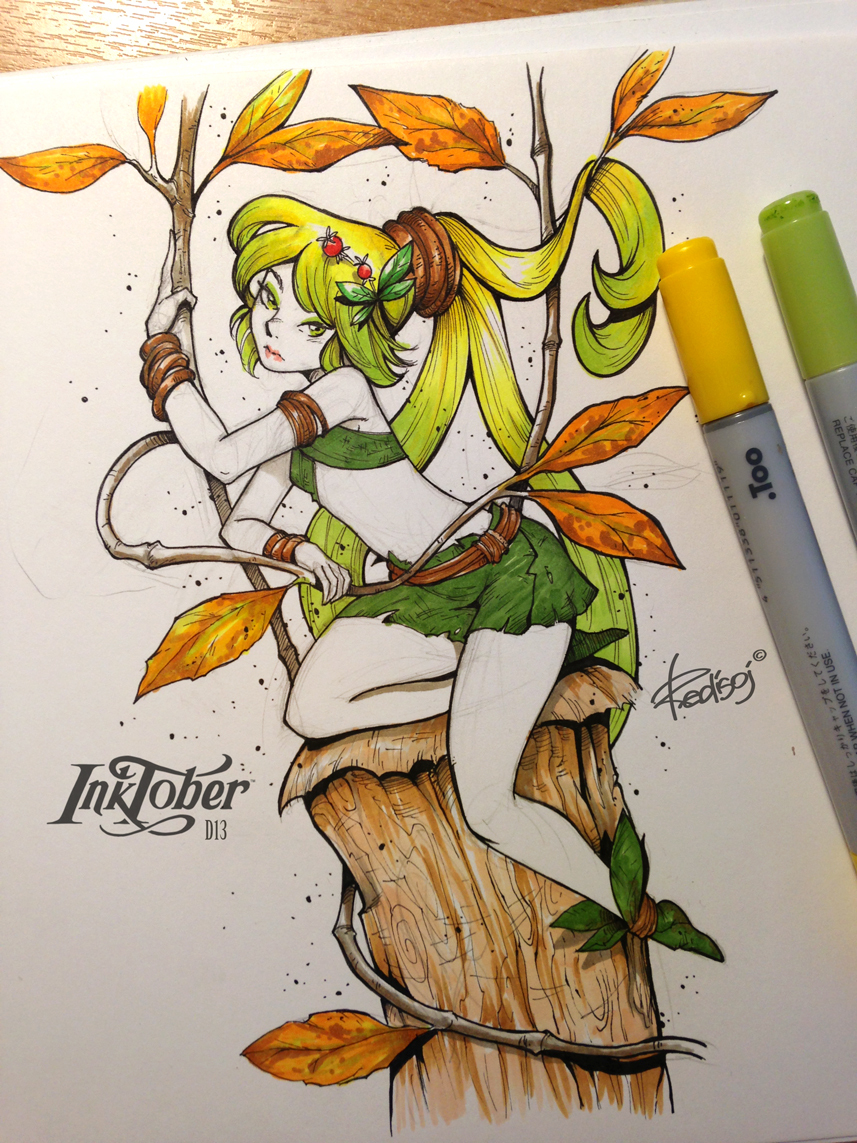 InkTober 2016 №13 - My, Redisoj, Inktober, Drawing, Images, Art, Girls, Sketch