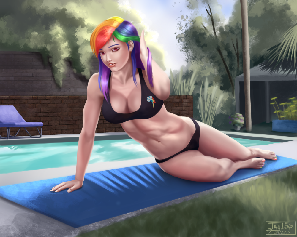 Summer Dash - , Art, Strong girl, Rainbow dash, My little pony, Humanization, Fitonyashka