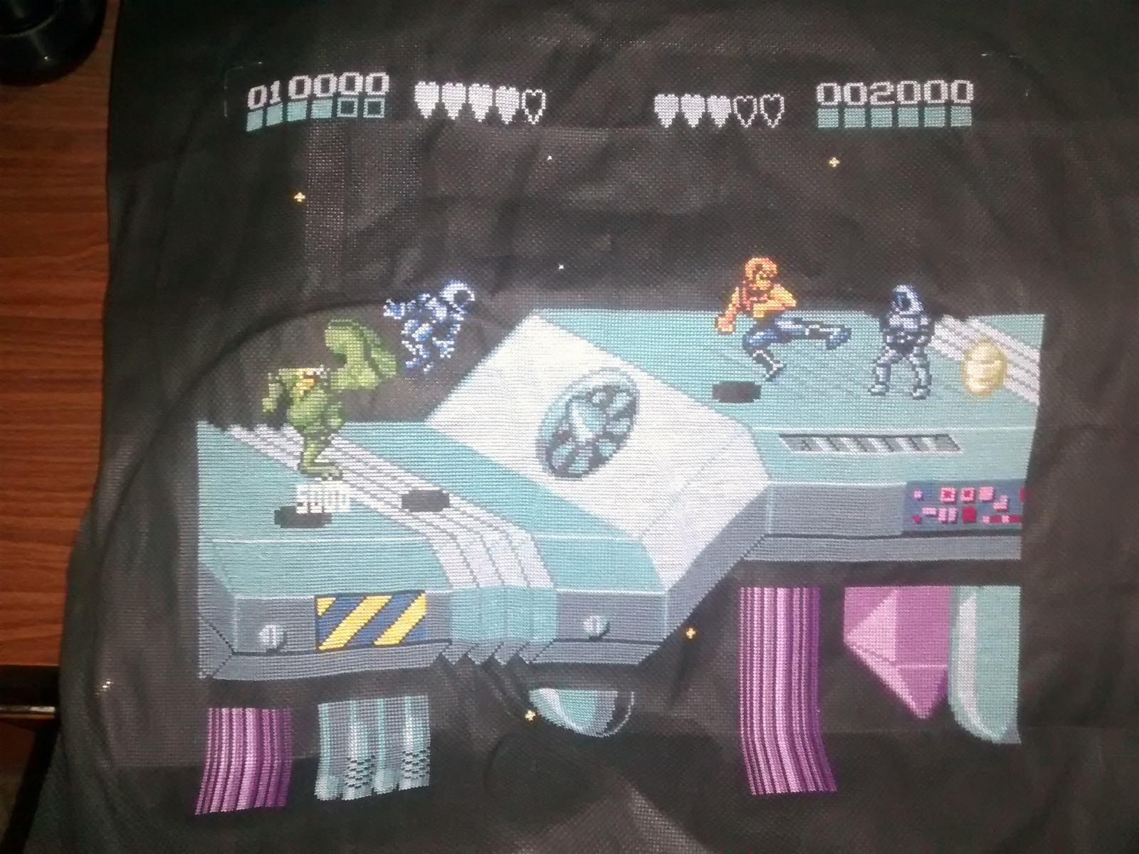 Embroidery by Battletoads & Double Dragon (backstage) - My, Embroidery, Battletoads, Handmade, With your own hands, Dendy, Nes, Longpost