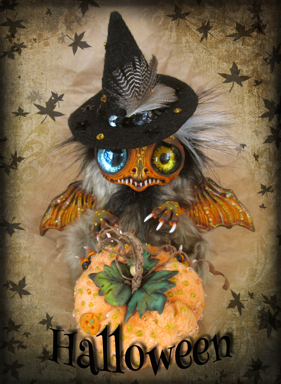 Naughty Pumpkin Dragon! (Halloween collection) - My, Halloween, Author's toy, Longpost