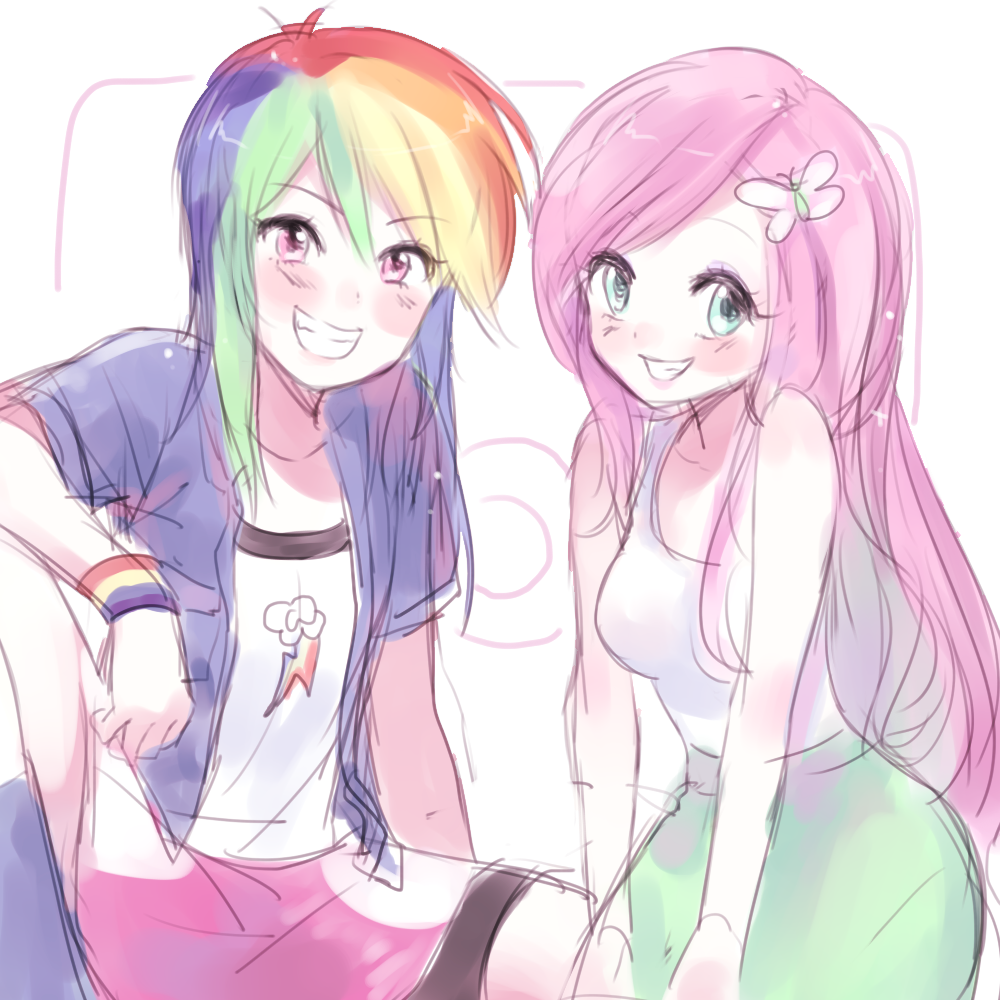 Fluttershy and Dash - My little pony, Fluttershy, Rainbow dash, Humanization