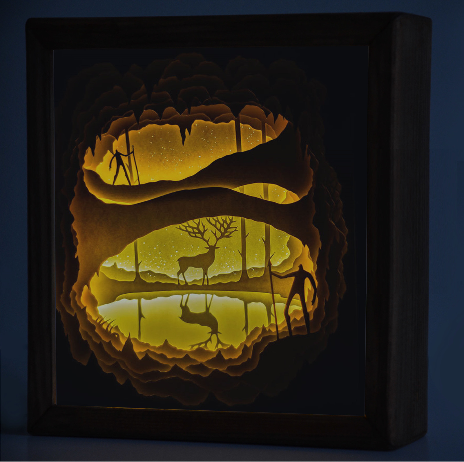 Deer, nightlight Lightbox. - My, Lightbox, Uncharted worlds, With your own hands